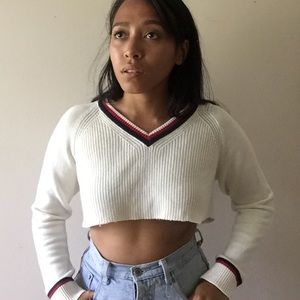 V Neck Vintage School Girl Sweater Pullover